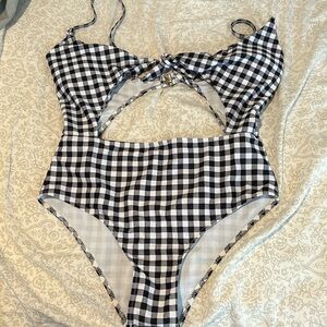 Gingham One piece Swim SHEIN